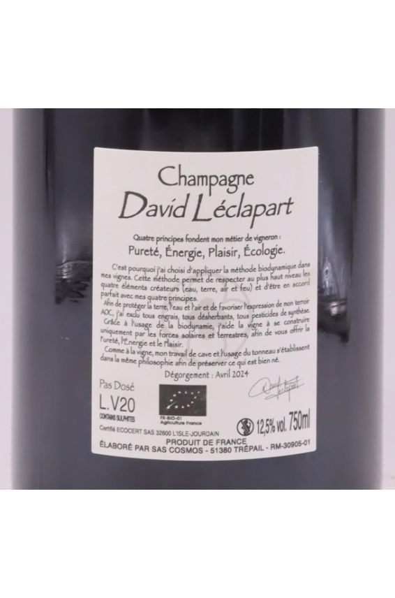 David Léclapart Blanc de Blancs 1er cru l'Artiste Pas Dosé LV20